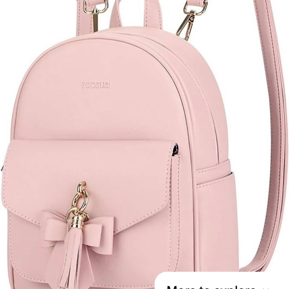 Pink Mini Backpack Purse with Bow Tassel
